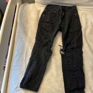 black straight leg jeans